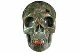Realistic, Polished Bloodstone (Heliotrope) Skull #151198-1